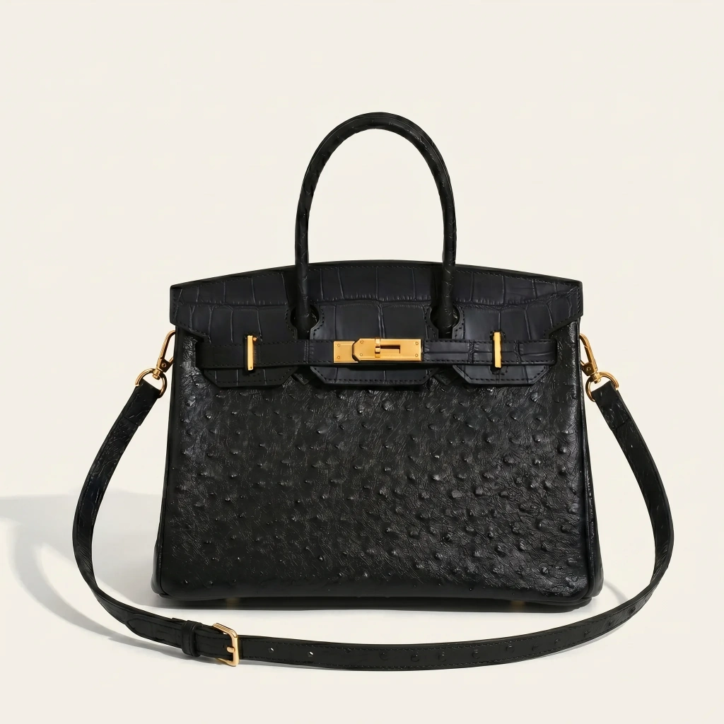 The Origine Composite — handcrafted full-grain leather bag in Nero Brass