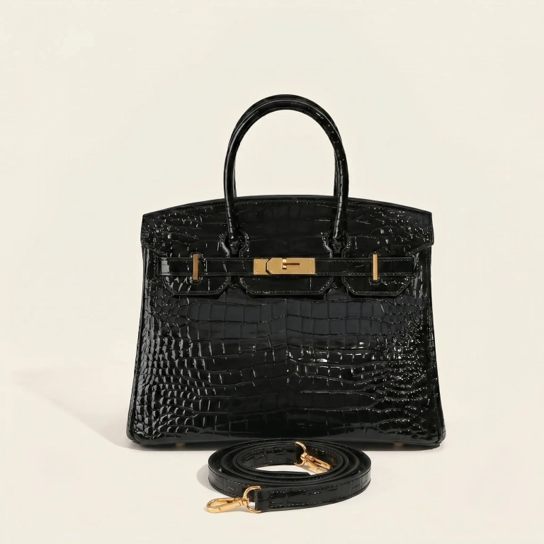 The Origine Sauvage — handcrafted full-grain leather bag in Nero Brass