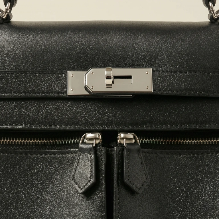 The Piazza Cargo Lisse — handcrafted full-grain leather bag in Nero Steel